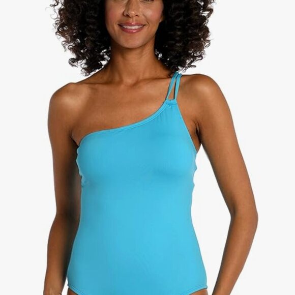 La Blanca Women's One Piece Swimsuit Single Shoulder Tummy Control Bathing Suit - Picture 4 of 5